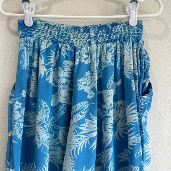 Angie Blue Tropical Print Wide Leg Palazzo Pants - Picture 5 of 6